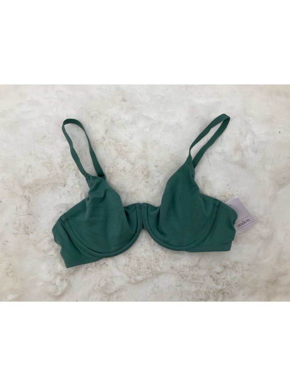 Auden size 38B Cotton Stretch Unlined Demi-Coverage Underwire Bra, Green - Picture 3 of 4